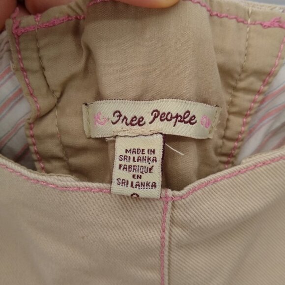 FREE PEOPLE Wide Leg Lace Up Cropped Khaki 0 - Picture 3 of 6